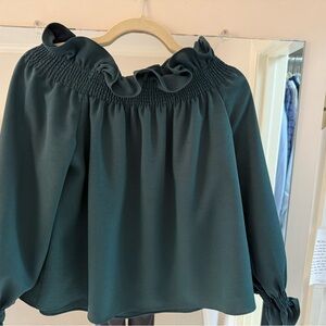 Elegant Teal Ruffle Blouse